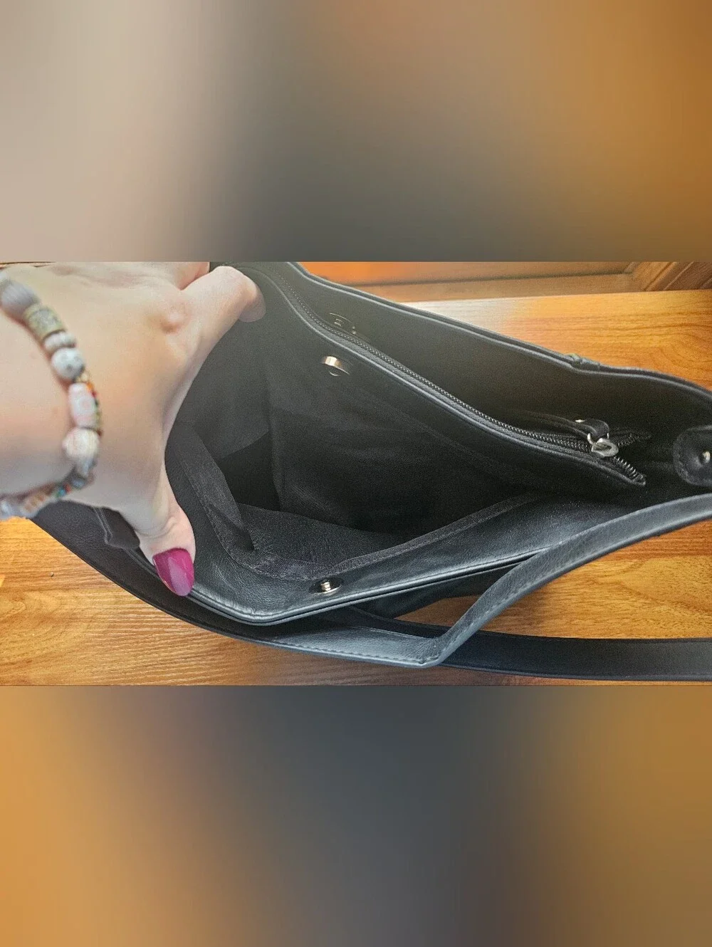 Kim Rodgers Black Faux Leather Hobo Shoulder Bag